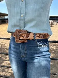The Stockyards Tooled Belt ~ Natural