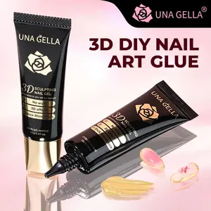 UNA GELLA Bronze Gold 3D Gel 15g Nail Polish – Clear Sculpting Gel for Manicure, No-Wipe LED/UV Curing, Chrome Powder, Nail Tips, Charms & Gems, French Designs, DIY Molding, Cosmetic Brush-Compatible Beauty Products Acrylics Rhinestone Glue
