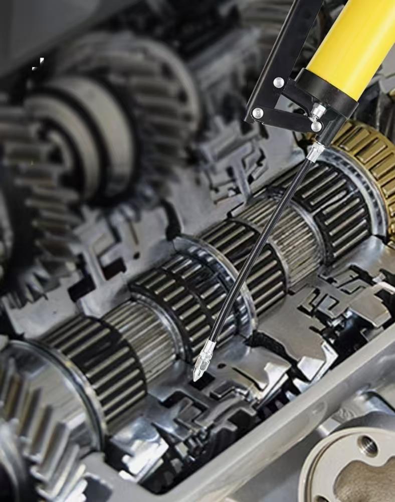 Manual grease gun, high pressure, single/dual piston, dual-piston design, for cars, trucks, and small excavators