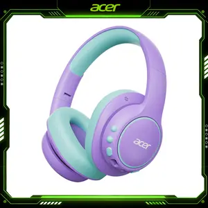 Acer OHR702 Kids Bluetooth Headphones, Over Ear Headphone for Kids with Mic, 75H Playtime, 85dBA Safe Volume, Bluetooth 6.0, USB C Fast Charging, Toddler Headphones for iPad/Tablet/Travel/School-Purple Green