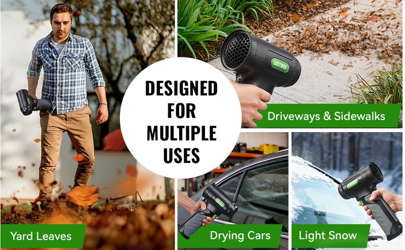 EASYWOX Cordless Heavy Duty 756W 1200G Turbo Electric Leaf Blower 8×3000mAh Battery USB-C Fast Charging Lightweight Portable for Car Patio Lawn Garage Snow Drying EASYWOX Cordless Heavy Duty 756W 1200G Turbo Electric Leaf Blower 8×3000mAh Battery USB-C Fast Charging Lightweight Portable for Car Patio Lawn Garage Snow Drying
