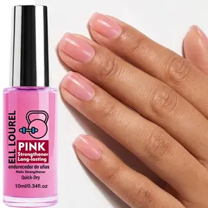 ELL LOUREL Nail Salon Transparent Pink Nude Nail Strengthener (with Vitamin E): Strengthens nails and increases hardness + brightens light beige tones, making nails appear whiter with a high-gloss finish. Extends the longevity of manicures, resists scratc
