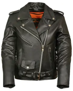 Milwaukee Leather Women's Full Length Side Lace Motorcycle Jacket - Lkl2700
