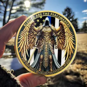 Angel of Peace Coin - Thin Blue Line Police Officer Challenge Coin