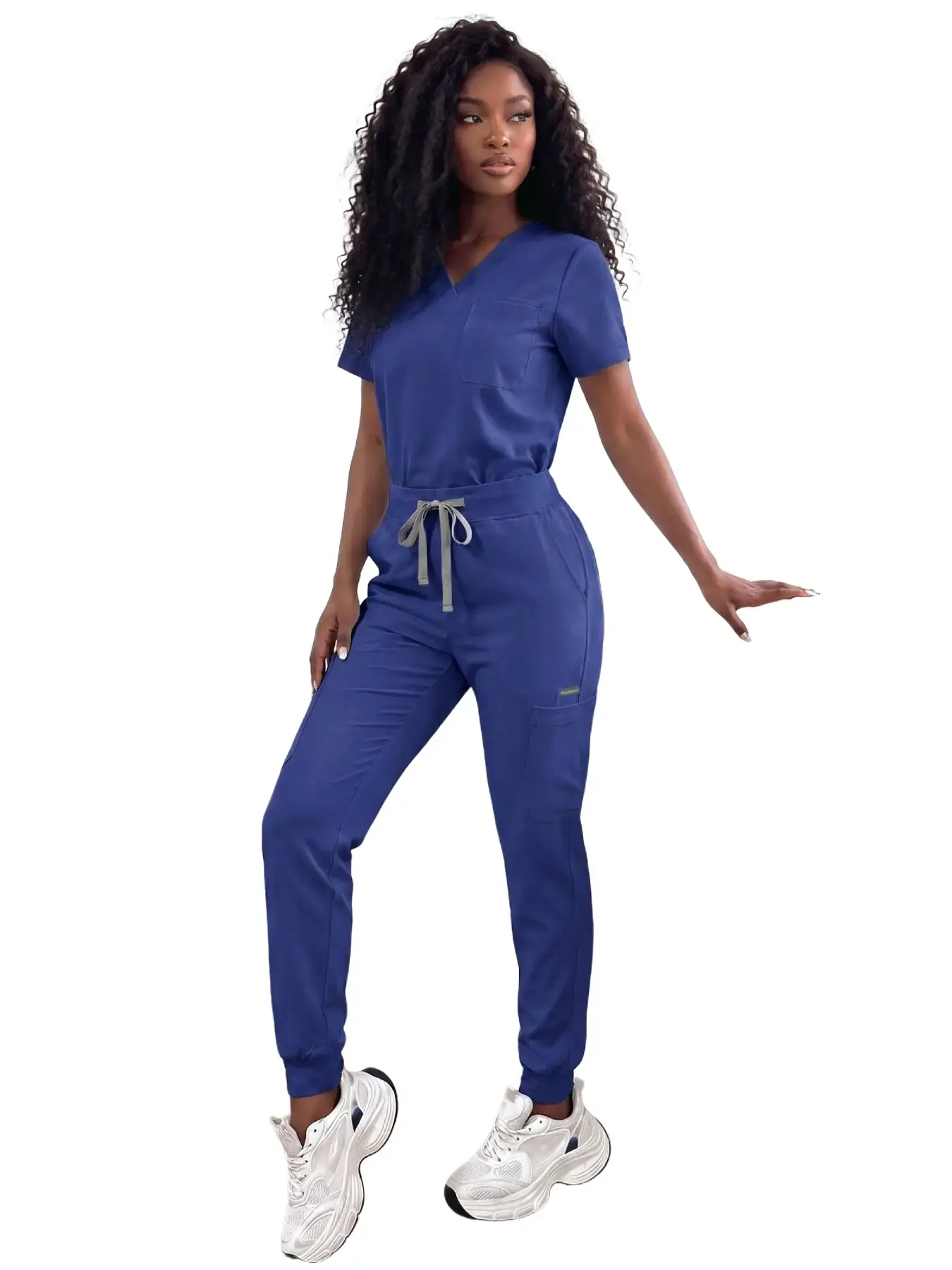 Women’s Scrub Set, V-Neck Jogger Fit, Loose & Comfortable, Roomy Multi Pockets, Work Uniform for Beauty Salons & Dental Clinics