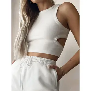 Solid Back Cutout Crop Tank Top