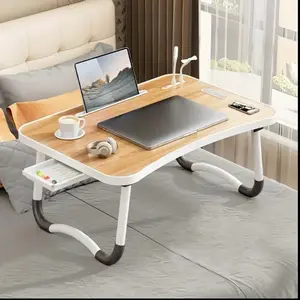 Ultra Large Multi Functional Laptop Bed Table - Portable Tray Holder with Cup Holder, Drawer, USB, Fan, and Light - Stable, Durable, and Foldable for Eating, Reading, and Writing