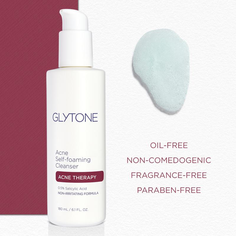 Glytone Self-Foaming Acne Cleanser treats breakouts with salicylic acid and tea tree oil for gentle, refreshing facial cleansing. Skincare Skin Repair Glytone Self-Foaming Acne Cleanser treats breakouts with salicylic acid and tea tree oil for gentle, refreshing facial cleansing. Skincare Skin Repair
