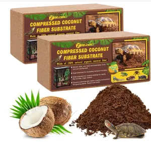 ZeeDix 2 Pack Coconut Fiber Substrate, 100% Organic Coconut Husk Coco Coir Brick Terrarium Bedding for Reptiles, Tortoise, Bearded Dragon, Leopard Gecko, Snake, Hermit Crabs, Frogs, Tarantula