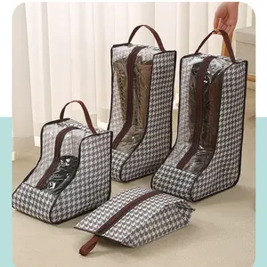 Transparent Travel Shoe Bag, Large Capacity Waterproof Dustproof Boot Storage Pouch, Long Boots Protection Cover, Handheld Convenient