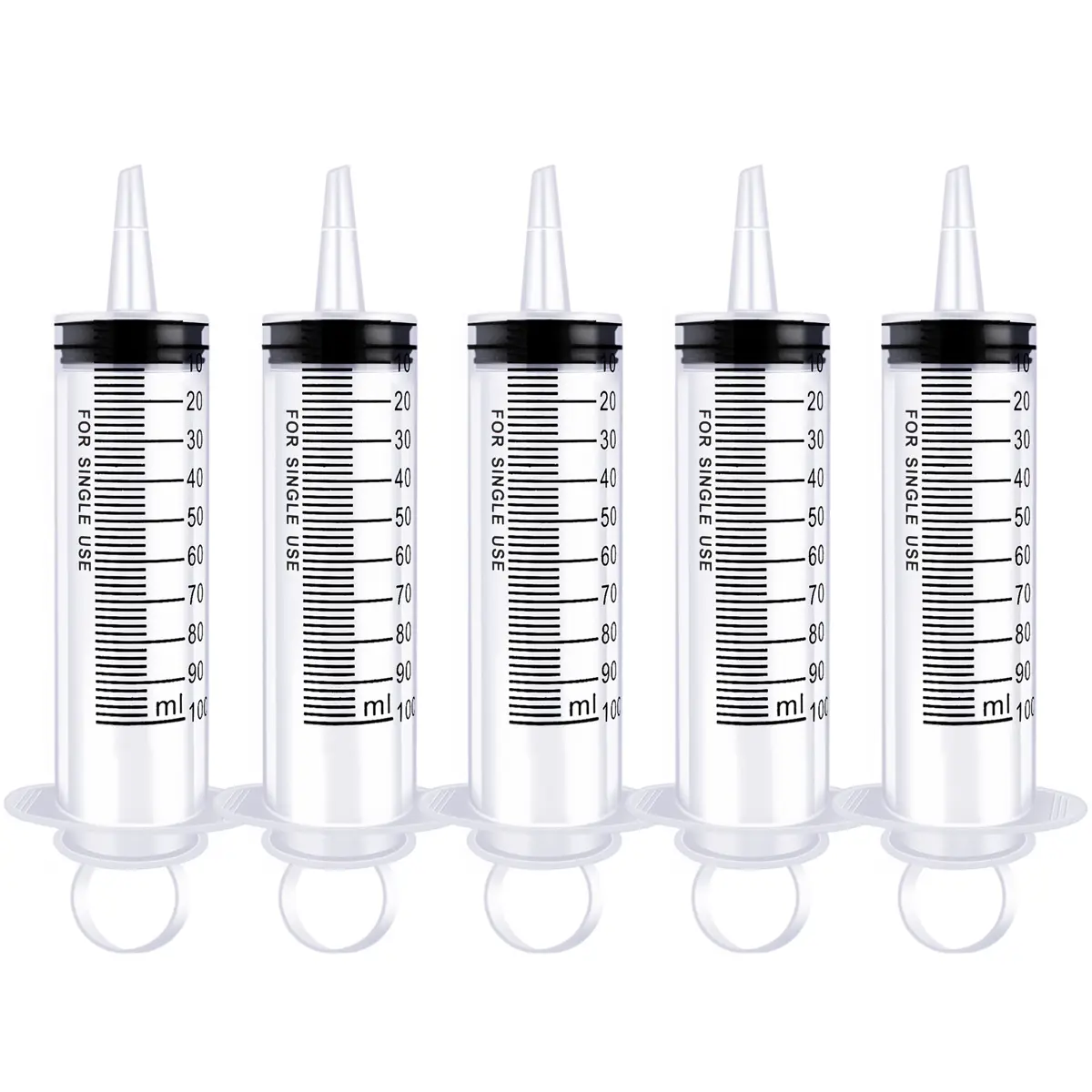 5-Pack 100ml Thick Barrel Multi-Purpose Syringes with Sterile Individual Seal, No Needles Included – for Pet Feeding, Industrial Measuring, Liquid Refilling