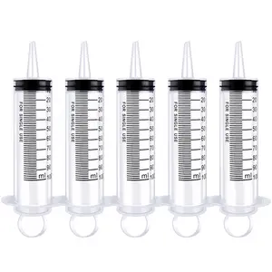 100ml Syringe for Industrial, Scientific, Measuring, Watering, Pet Feeding, Liquid Refilling and Dispensing (Pack of 5)-100ml - 5 Pack