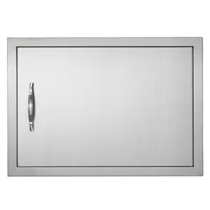 VEVOR BBQ Access Door, 24W x 17H Inch Single Outdoor Kitchen Door, Stainless Steel Flush Mount Door, Wall Vertical Door with Handle, for BBQ Island, Grilling Station, Outside Cabinet
