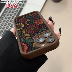 Flower Pattern Case for iPhone 16 15 14 Pro Max 13 12 11 XR XS Plus Shockproof Non Slip Military-Grade Protection Silicone Smartphone Cover Gift For Girls and Women