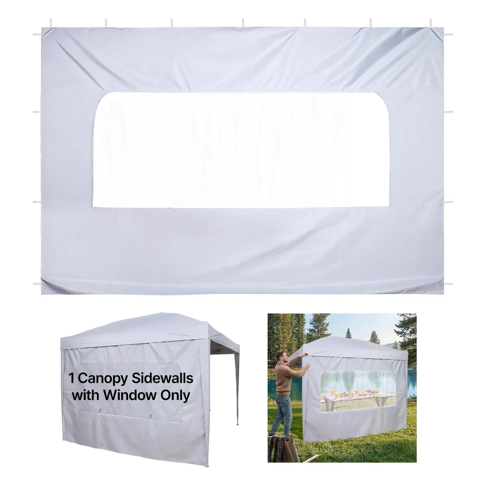 【SummerFinds】VEVOR Canopy Sidewalls, Fit for 10 x 10 ft Pop Up Canopy Tent, Tent Side Walls with Waterproof and Sunlight Protection Layer for Outdoor Event Tents, Vendor Booths, Camping (1 Sidewall Only, White)