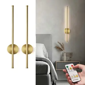 Golden Charging Dimmable Wall Lamp, 19.69-inch Linear LED Wall Light Rechargeable Battery, Touch & Remote Switch Stepless Dimming For Living Room, Study, Bedroom, Staircase Magnetic Mounting No Wiring Required, Free Yourself from Cables