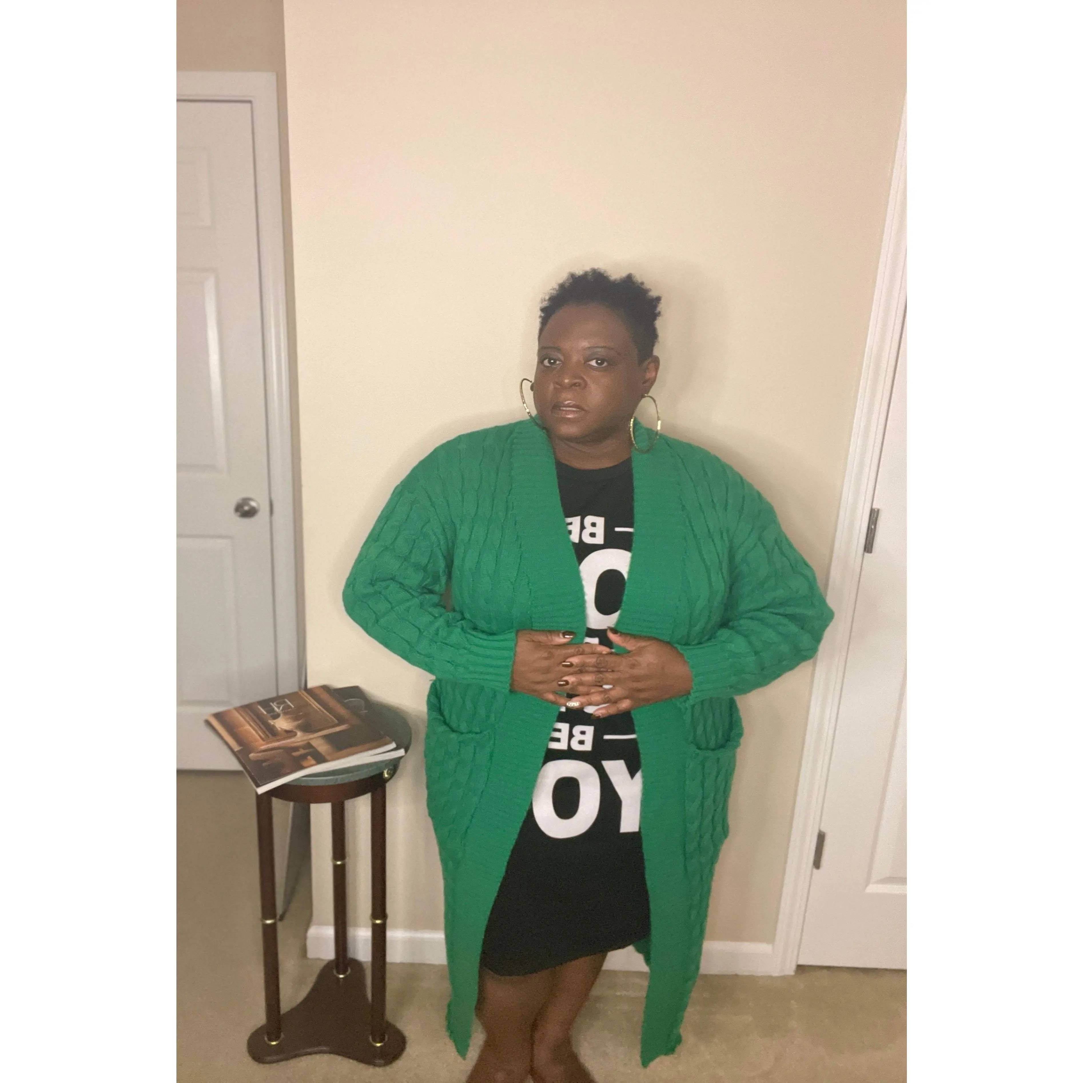 Ivy Green Long Cardigan for Women - Very Stretchy Polyester/Spandex Knitwear with Pockets, Perfect for Summer, Winter, Spring & Fall Womenswear