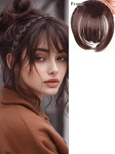 Slip Resistant Fluffy Blunt Bangs Fishtail Braid Wig Headband with Sideburns Bangs Elegant Braided Hair Simple Hair Accessory for Party Holiday Vacation Daily Wear Women Headband