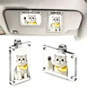 【Father's Day Gift】2Pcs Car Picture Holder, Acrylic Personalized Car Picture Holder, Sun Visor Magnetic Photo Frame for Car, Suitable for Placing Family or Personal Photos