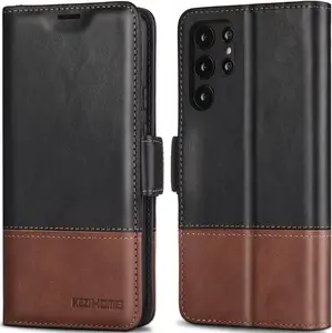 KEZiHOME Galaxy S22 Ultra Case, Genuine Leather [RFID Blocking] Wallet Case Card Slot Flip Magnetic Stand Phone Cover Compatible with Samsung Galaxy S22 Ultra (2022)