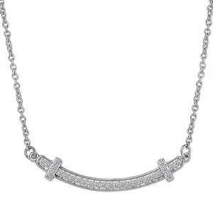 Lab Grown White Diamond  Rhodium Plated 925 Sterling Silver Necklace for Women Jewelry Birthday Christmas Gifts Size 18 Inches Ct 0.3