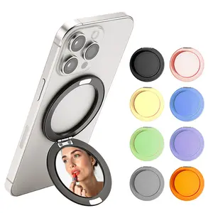 JOYTUTUS 2026 Magnetic Folding Mini Mirror, for MagSafe Phone Grip, Magnetic Phone Grip Holder Built-in Phone Stand, Magnetic Collapsible Expandible Mobile Phone Grip with Adjustable Kickstand for Portrait or Landscape Compact Mount Foldable