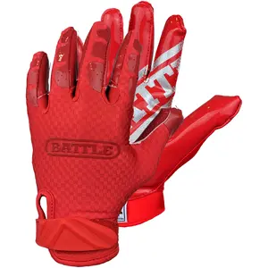 Battle Sports Youth TripleThreat UltraTack Football Gloves - Red