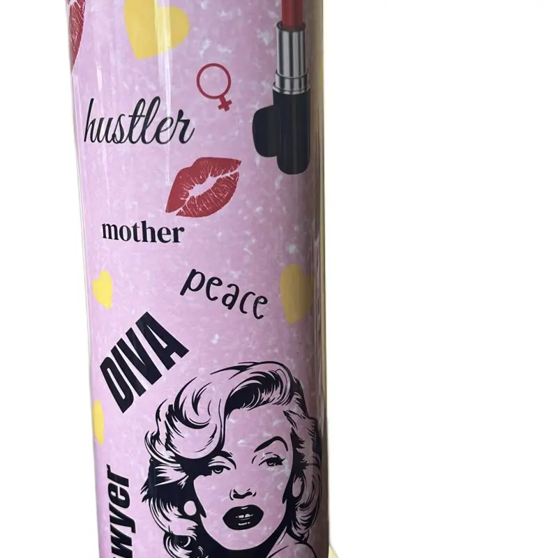 DIVA Custom Tumbler Drinkware with "mother" and "peace" Text, Includes Water Bottle Cap