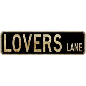 Lovers Lane Street Sign Home Wall Decor Poster Retro Vintage 4x16 inch Tin Sign Metal Room