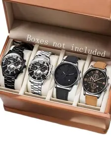 3-piece watch set, men's exquisite versatile watch, fashionable quartz watch, simple temperament watch set
