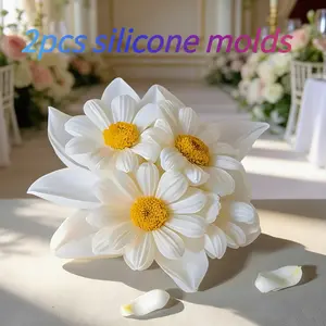 2 sets of daisy silicone molds, used for making candles, soap, resin, clay crafts, DIY holiday home decoration
