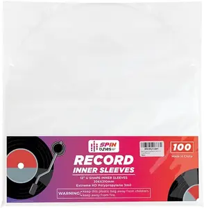 100-Pack Inner Record Sleeves – 3 Mil Thick Plastic LP Covers, 12.75" x 12.5", Dust-Resistant Vinyl Protectors Organiser Organiser