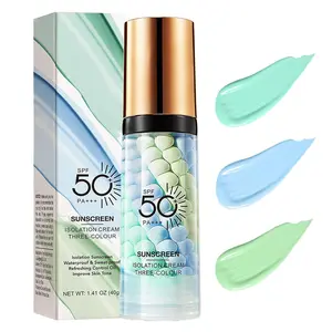 3 In 1 Primer for Face Before Makeup, SPF 50, Tinted Moisturizer Sunscreen Isolation Cream, One Step Color Corrector Makeup Primer, Color Correcting Concealer Oil Control, Base de Maquillaje