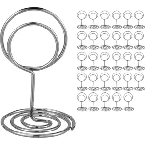 30PCS Table Number Holders For Tables, Place Card Holders For Cards, Photo Holders For Tables, Stand Name Menu Clips, Table Sign Holders For Wedding Anniversary, Birthday Party, Silver
