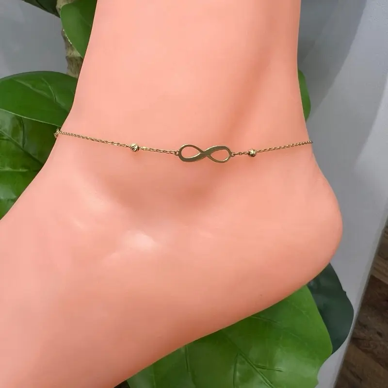 971- NEW 14K Gold Infinity Anklet Bracelet 10” (0.7mm)W.G Tobillera