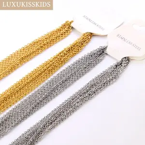 LUXUKISSKIDS Stainless Steel Chains DIY Jewelry Making O-Chain Necklace 10pcs/Lots 1.5/2MM Woman Accessories Choker 18K Golden