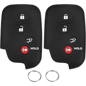 2Pcs for Lexus GX460 RX350 Key Fob Cover, for Lexus IS250 IS350 GS450h ES350 CT200h LS460 LS600h LX570 RX450h Silicone Car Key Case Protector Key Chain Smart Remote Holder (Black+Black)