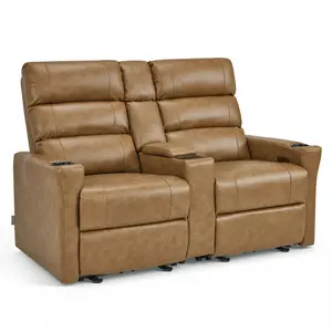 MCombo 62.6'' RV Recliner Loveseat Sofa with Console, Zero Wall Hugger Power Loveseat Recliner with USB Charge Ports, Outlet, for RVs, Living Rooms PR781