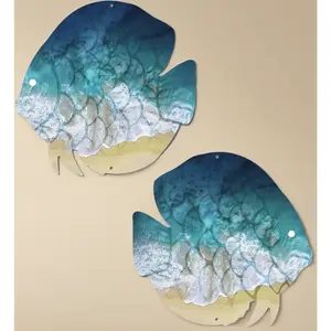 Coastal Style Metal Fish Wall Decor Retro Sea Fish Hanging Art Ornament for Home Patio Bathroom Pool Decoration