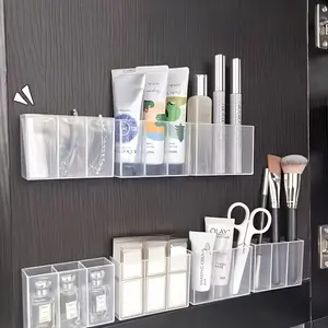 3pc Transparent Three-Compartment Storage Box Wall-Mounted, Clear Organizer for Bathroom Kitchen Office, Space-Saving Container Set