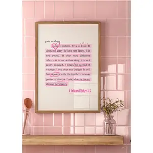 1 Corinthians 13 Wall Art Pink Christian Wall Art Pink Quote Wall Prints Bible Verse Print Bible Verse Gifts Christian Aesthetic Wall Art