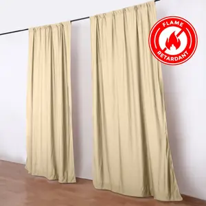 2 Pack 5ftx10ft Champagne Scuba Polyester Backdrop Drape Curtains, Durable Flame Resistant Event Divider Panels Wrinkle Free With Rod Pockets