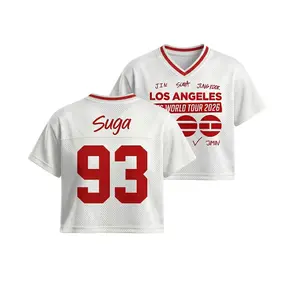 [Custom City] ARMY K-Pop Inspired Graphic Mesh Crop Top Jersey, Bangtan World Tour 2026 Concert Style Shirt, Number Back Streetwear Top, Unisex Fan Style Outfit