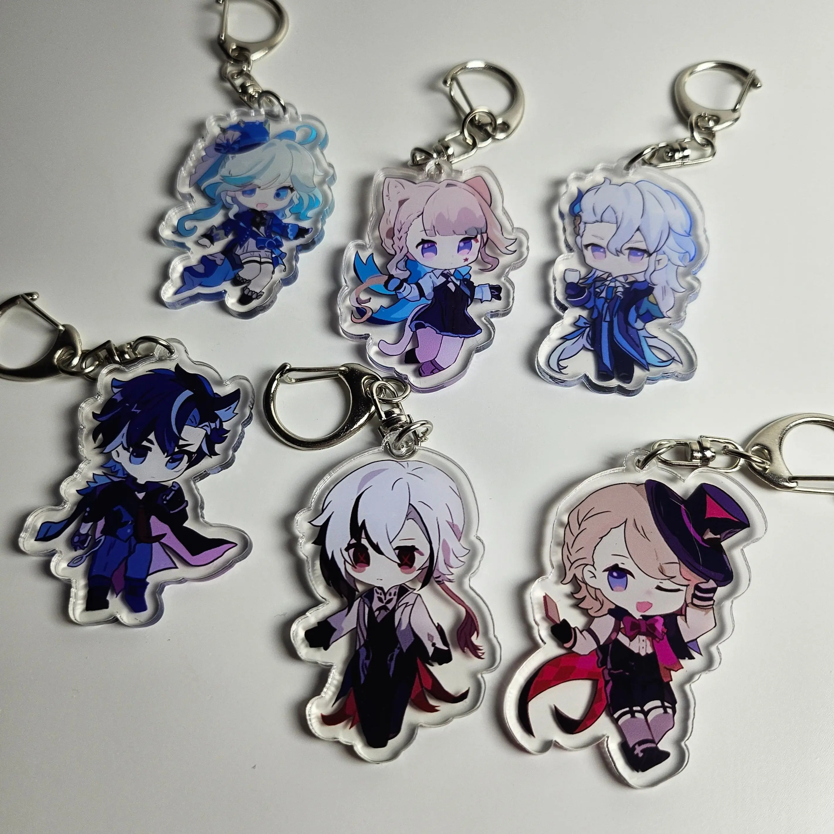 Genshin impact Acrylic Keychains Cute Charms - Lyney, Lynette, Wriothesley, Arlecchino, Furina, Neuvillette, Cute Keyring Accessory, Fun Charm For Backpack Or Purse | High Quality and Customer Favorite Items