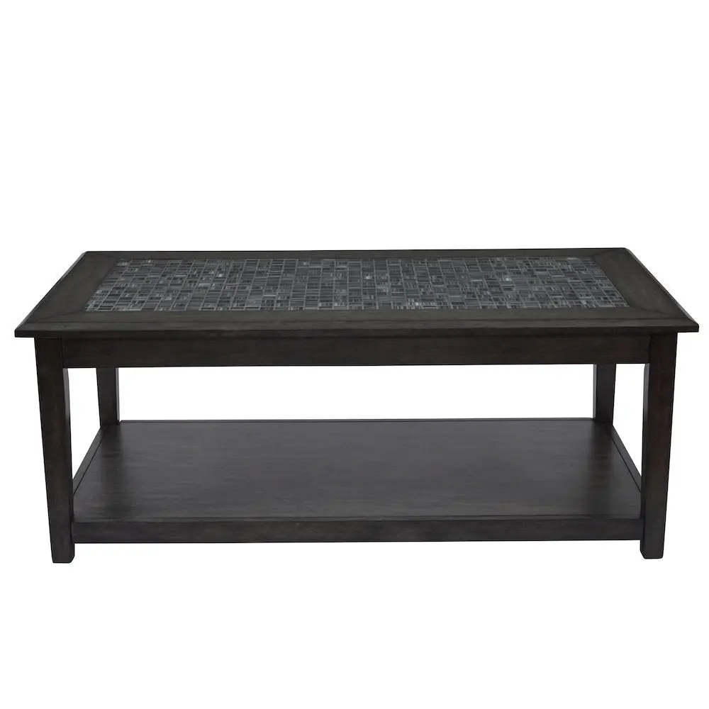 48-in Rectangular Modern Indoor Coffee Table with Mosaic Tile Inlay, Clean Aesthetic, Handcrafted-Feeling for Transitional Interior Design, 48 Inches