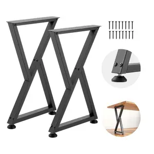 Table Legs 29.1" H x 18.6" W Steel Furniture Legs, Modular Design, Easy Assembly, 2204 Lbs Max Load, Heavy Duty Z-Shape Support for Home Office Desks, DIY Tables, Workbenches, Coffee Tables, Dinner Tables, 2-Piece, Black