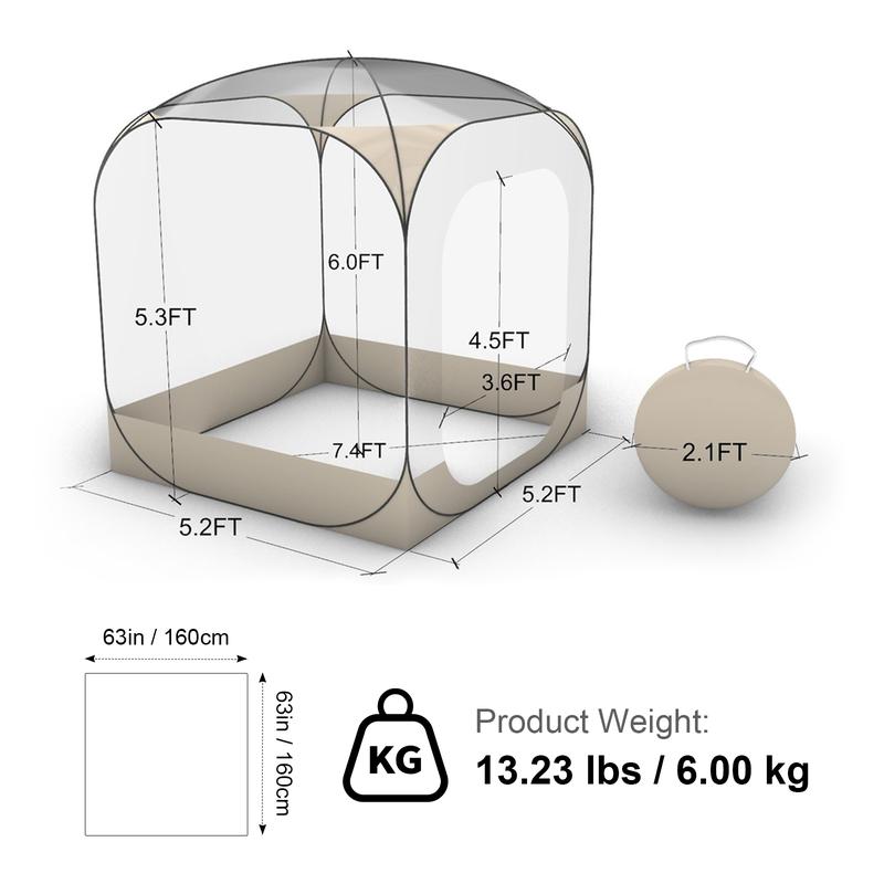 VEVOR Pop up Sports Tent,  63x63 in Clear Bubble Tent for 2-4 Persons, Waterproof Outdoor Pod with Floor Mat & Top Cover, Garden Igloo Dome Tents Camping Shelter for Events Fishing Cheering