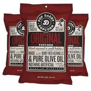 Pop Daddy Flavored Popcorn Gourmet | Original Flavor | Hand Seasoned Ruby Red Kernels Gluten Free Popcorn Snacks | 5oz Individual Bags | 3 Pack