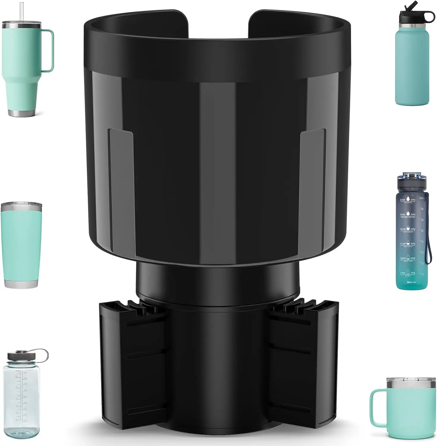 TYKOR Universal Upgraded Offset Base Car Cup Holder Expander Adapter - Cup Holder Insert Adapter Stowing & Tidying, Universal Fit for 3.2-4.0in Diameter Most Bottles & Mugs 20-40oz, Mug 10/14oz, Hydro Flasks, Yeti, St Avel Tumbler, Car Interior Accessory