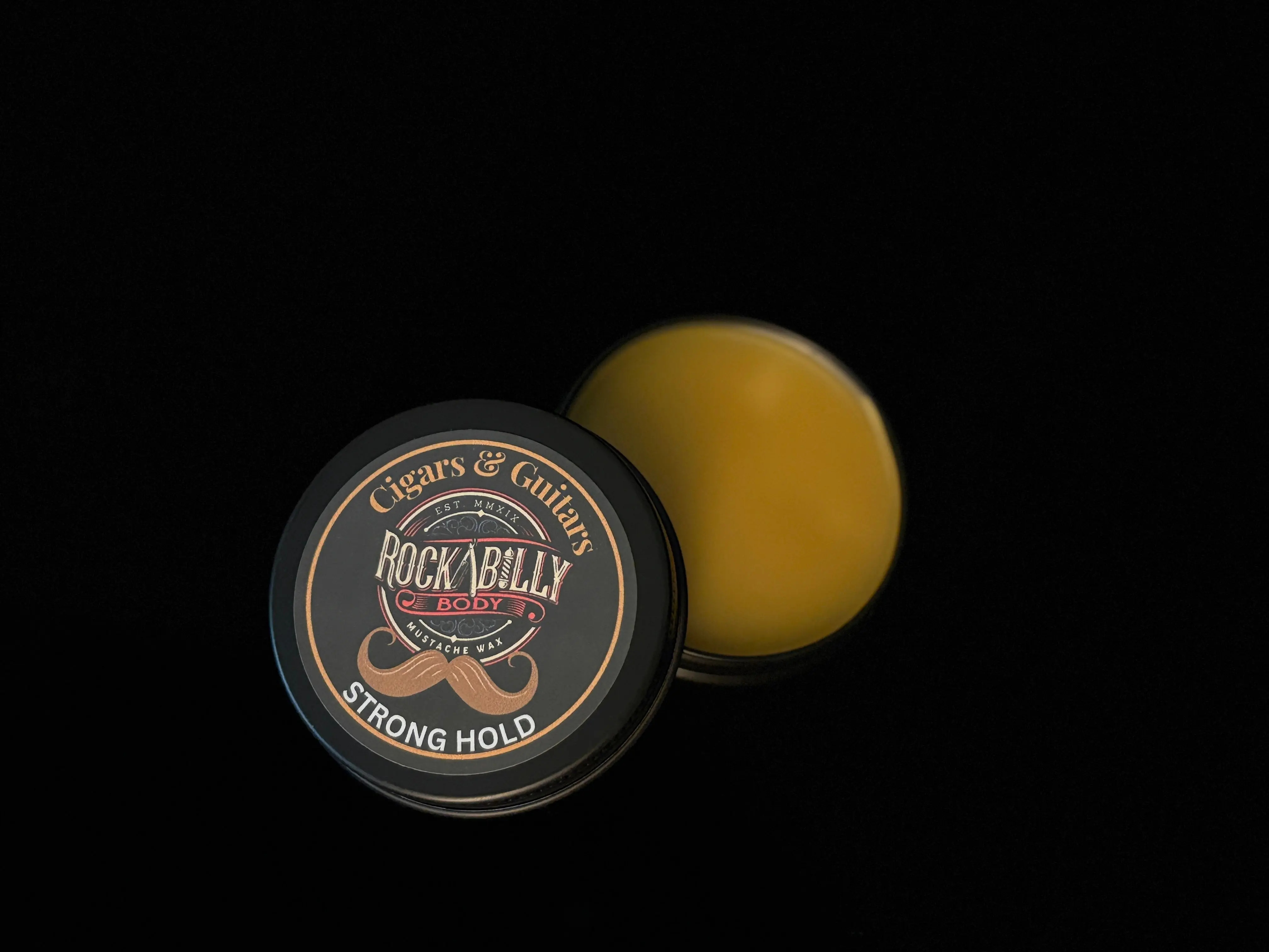 Cigars & Guitars Mustache Wax — Strong Hold | Tobacco & Vanilla | 1oz Handcrafted Tin